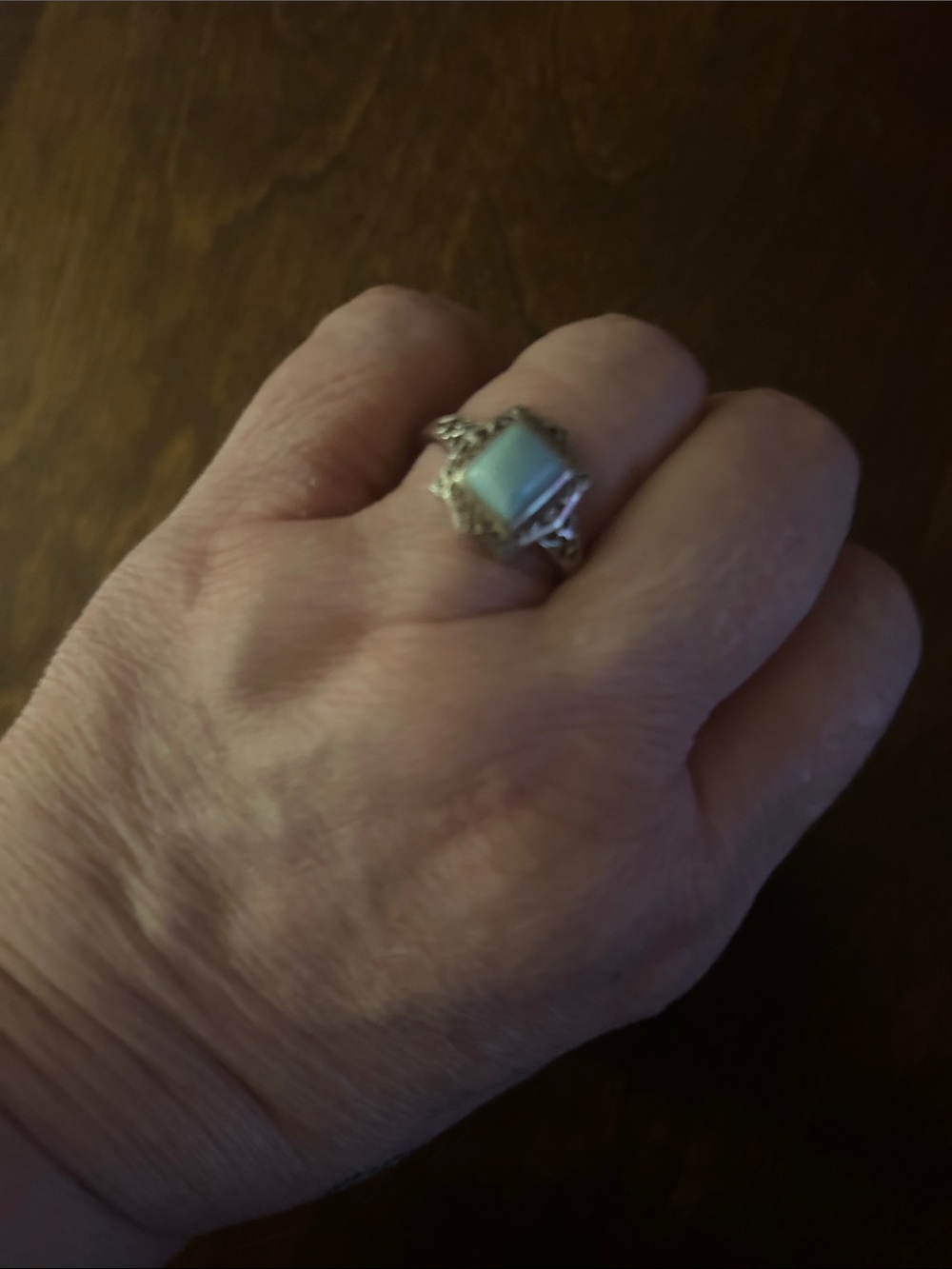 Vintage-Style Silver Ring with Light Blue Stone